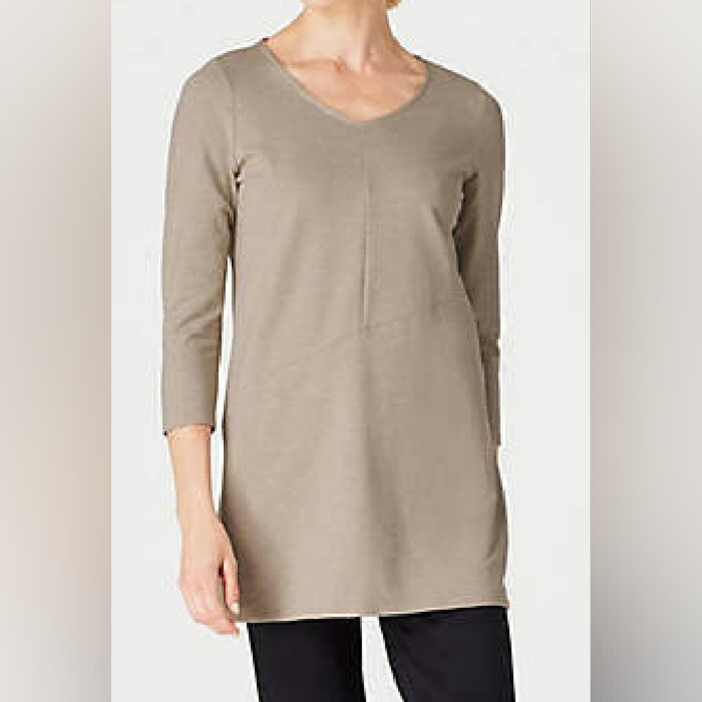 J.Jill Pure Jill Multi Seam Tunic V Neck Dove Grey Heather Size Sml